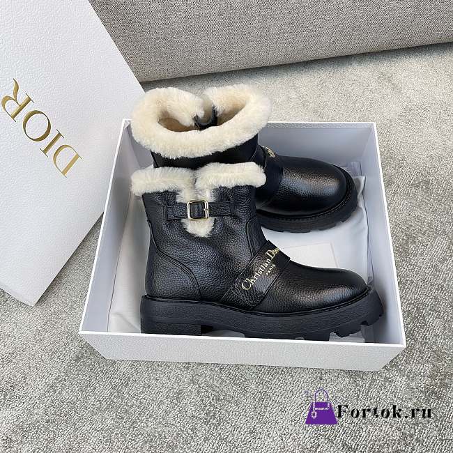 Fortok DiorAlps D-Quest ankle boot in lambskin shearling and calfskin Black - 1