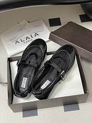 Fortok Alaïa mesh and patent-leather trimmed ballet flats Black - 1