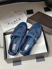 Fortok Alaïa mesh and patent-leather trimmed ballet flats Blue - 1