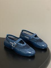 Fortok Alaïa mesh and patent-leather trimmed ballet flats Blue - 6