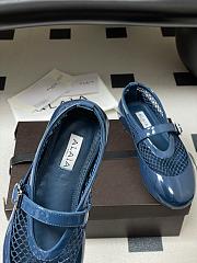 Fortok Alaïa mesh and patent-leather trimmed ballet flats Blue - 4