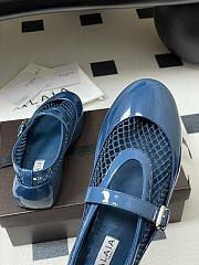 Fortok Alaïa mesh and patent-leather trimmed ballet flats Blue - 2