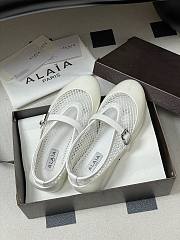 Fortok Alaïa mesh and patent-leather trimmed ballet flats White - 1