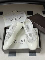 Fortok Alaïa mesh and patent-leather trimmed ballet flats White - 5