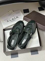 Fortok Alaïa mesh and patent-leather trimmed ballet flats Green - 1
