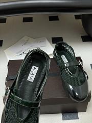 Fortok Alaïa mesh and patent-leather trimmed ballet flats Green - 4