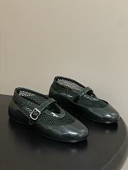Fortok Alaïa mesh and patent-leather trimmed ballet flats Green - 5