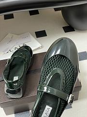 Fortok Alaïa mesh and patent-leather trimmed ballet flats Green - 3