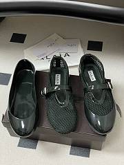 Fortok Alaïa mesh and patent-leather trimmed ballet flats Green - 2