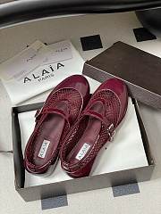 Fortok Alaïa mesh and patent-leather trimmed ballet flats Burgundy - 1