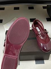 Fortok Alaïa mesh and patent-leather trimmed ballet flats Burgundy - 2