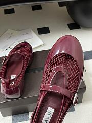Fortok Alaïa mesh and patent-leather trimmed ballet flats Burgundy - 6