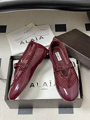 Fortok Alaïa mesh and patent-leather trimmed ballet flats Burgundy - 3