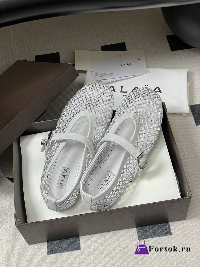 Fortok Alaïa mesh ballet flats White - 1