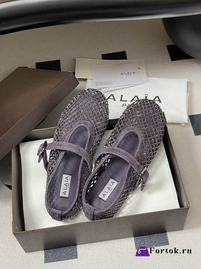 Fortok Alaïa mesh ballet flats Grey - 1