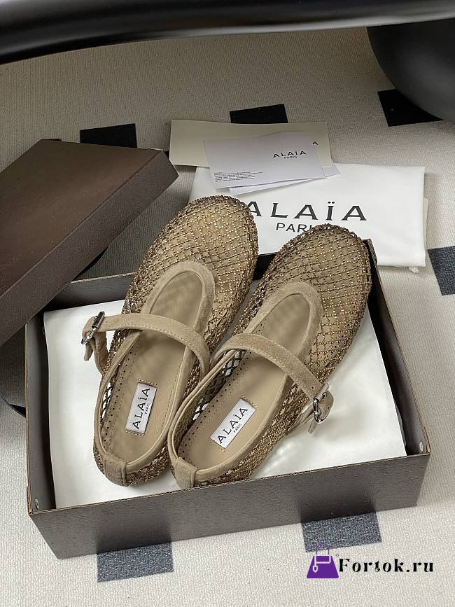 Fortok Alaïa mesh ballet flats Brown - 1