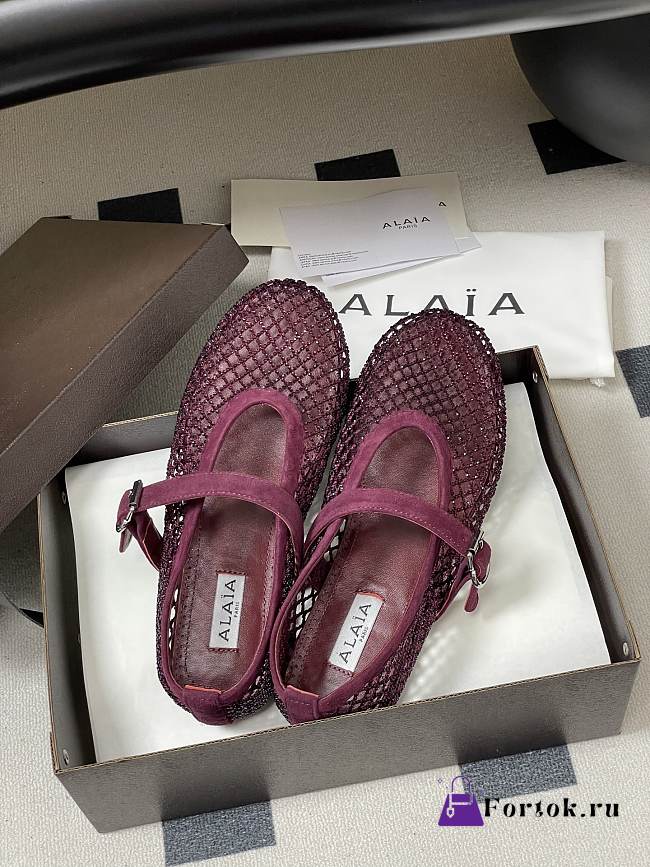 Fortok Alaïa mesh ballet flats Burgundy - 1
