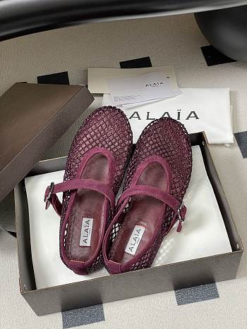 Fortok Alaïa mesh ballet flats Burgundy