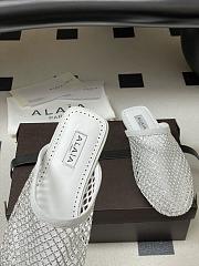 Fortok Alaïa fishnet mesh flat mules White  - 6