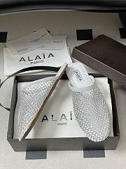Fortok Alaïa fishnet mesh flat mules White  - 5