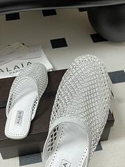 Fortok Alaïa fishnet mesh flat mules White  - 4