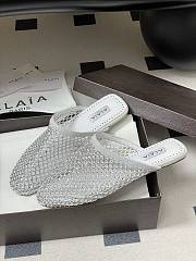 Fortok Alaïa fishnet mesh flat mules White  - 2