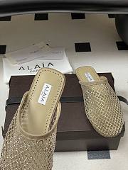 Fortok Alaïa fishnet mesh flat mules Brown - 6