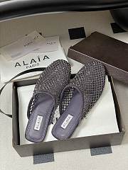 Fortok Alaïa fishnet mesh flat mules Grey - 1