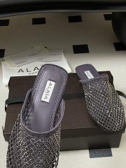 Fortok Alaïa fishnet mesh flat mules Grey - 4