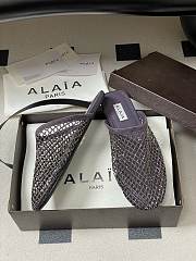 Fortok Alaïa fishnet mesh flat mules Grey - 2