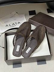 Fortok Alaïa fishnet mesh flat mules Chocolate Brown - 1