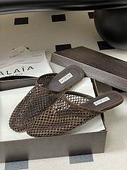 Fortok Alaïa fishnet mesh flat mules Chocolate Brown - 6