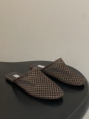 Fortok Alaïa fishnet mesh flat mules Chocolate Brown - 4