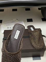Fortok Alaïa fishnet mesh flat mules Chocolate Brown - 3