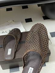 Fortok Alaïa fishnet mesh flat mules Chocolate Brown - 2