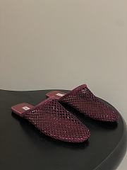 Fortok Alaïa fishnet mesh flat mules Burgundy - 5