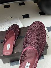 Fortok Alaïa fishnet mesh flat mules Burgundy - 3