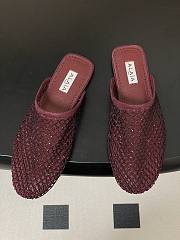 Fortok Alaïa fishnet mesh flat mules Burgundy - 2