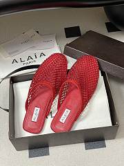 Fortok Alaïa fishnet mesh flat mules Red - 1