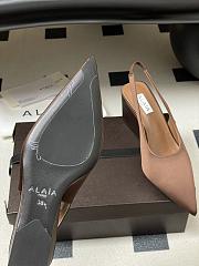 Fortok Alaïa 2026ss Cube wedge slingbacks chataigne brown satin 7.5cm - 2