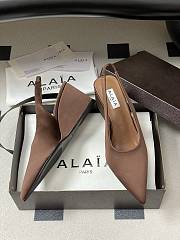 Fortok Alaïa 2026ss Cube wedge slingbacks chataigne brown satin 7.5cm - 3