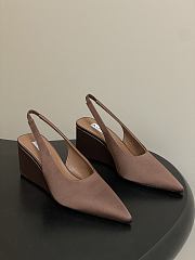 Fortok Alaïa 2026ss Cube wedge slingbacks chataigne brown satin 7.5cm - 5