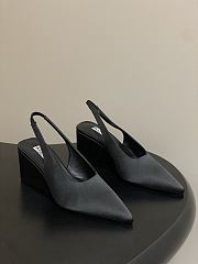 Fortok Alaïa 2026ss Cube wedge slingbacks Black satin 7.5cm - 6