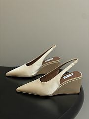 Fortok Alaïa 2026ss Cube wedge slingbacks Ivory satin 7.5cm - 1
