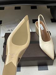 Fortok Alaïa 2026ss Cube wedge slingbacks Ivory satin 7.5cm - 5