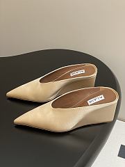 Fortok Alaïa Cube 75 satin wedge mules Ivory 7.5cm - 3