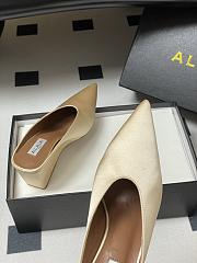 Fortok Alaïa Cube 75 satin wedge mules Ivory 7.5cm - 6