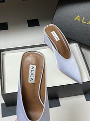 Fortok Alaïa Cube 75 satin wedge mules Light Blue 7.5cm - 3
