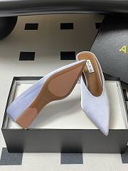 Fortok Alaïa Cube 75 satin wedge mules Light Blue 7.5cm - 4