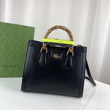 Fortok Gucci Diana mini tote bag in Black leather 27x24x11cm